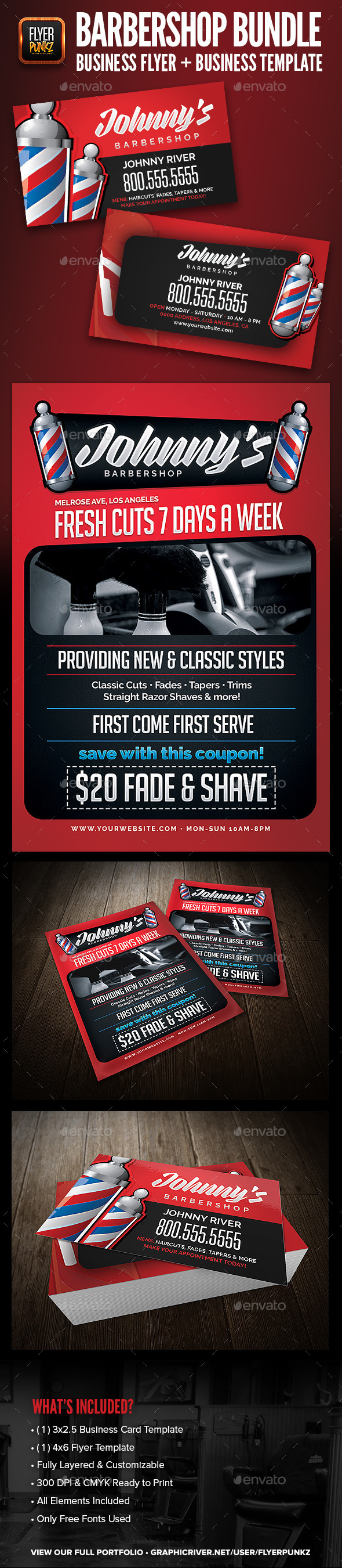 GraphicRiver Barbershop Flyer & Business Card Template Bundle 11644176 GraphicRiver Barbershop Flyer & Business Card Template Bundle 11644176