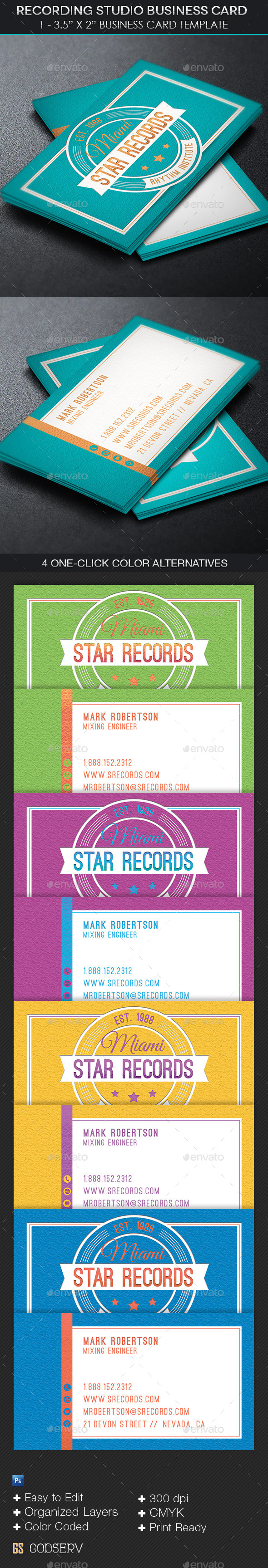 Recording Studio Business Card Template