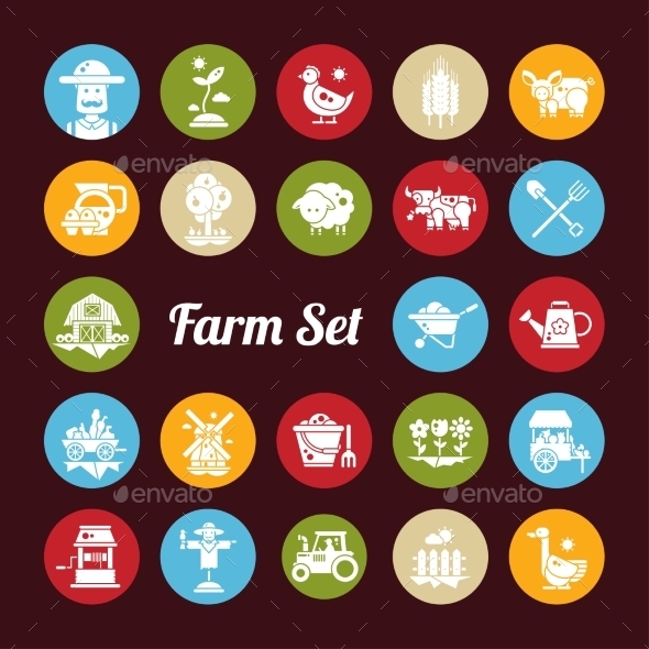 GraphicRiver Set of Farm Agriculture Flat Design Icons 11647594 GraphicRiver Set of Farm Agriculture Flat Design Icons 11647594
