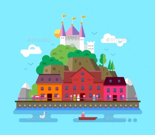 GraphicRiver Flat Design Illustration of Summer European 11647610 GraphicRiver Flat Design Illustration of Summer European 11647610