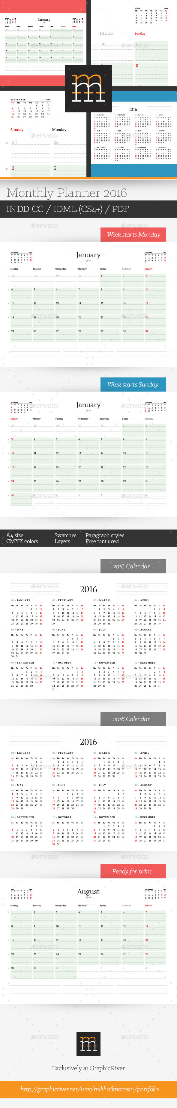 GraphicRiver Monthly Planner 2016 11648440 GraphicRiver Monthly Planner 2016 11648440