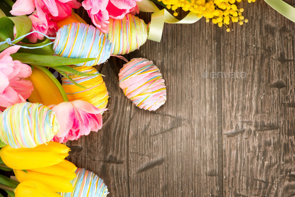 Easter background. Beautiful Easter holiday backdrop frame
