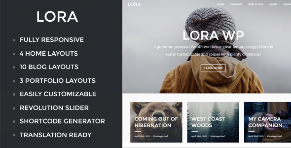 Lora - Responsive WordPress Blog & Portfolio Theme