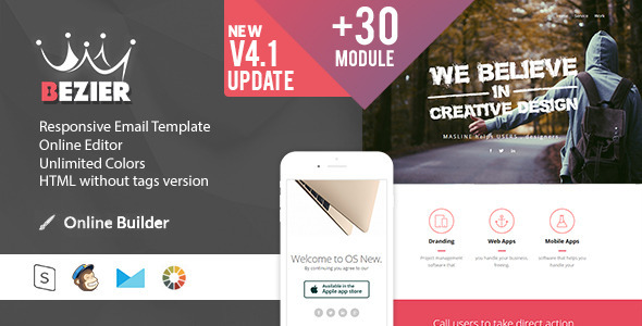 BEZIER  - Modern Email Template + Online Access