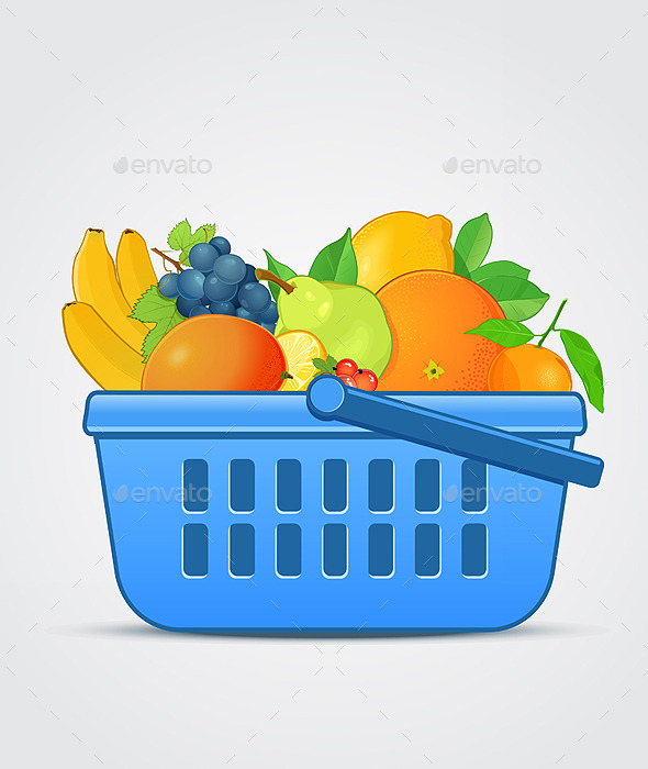 Shopping Basket with Fresh Fruit