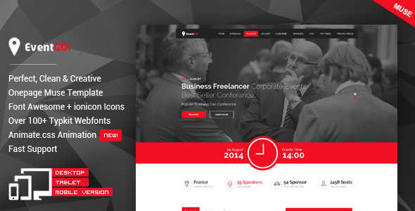 EventGO - One Page Parallax Muse Theme
