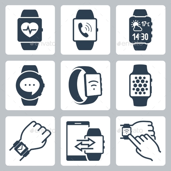 GraphicRiver Vector Icon Set Of Smart Watches 11725652 GraphicRiver Vector Icon Set Of Smart Watches 11725652