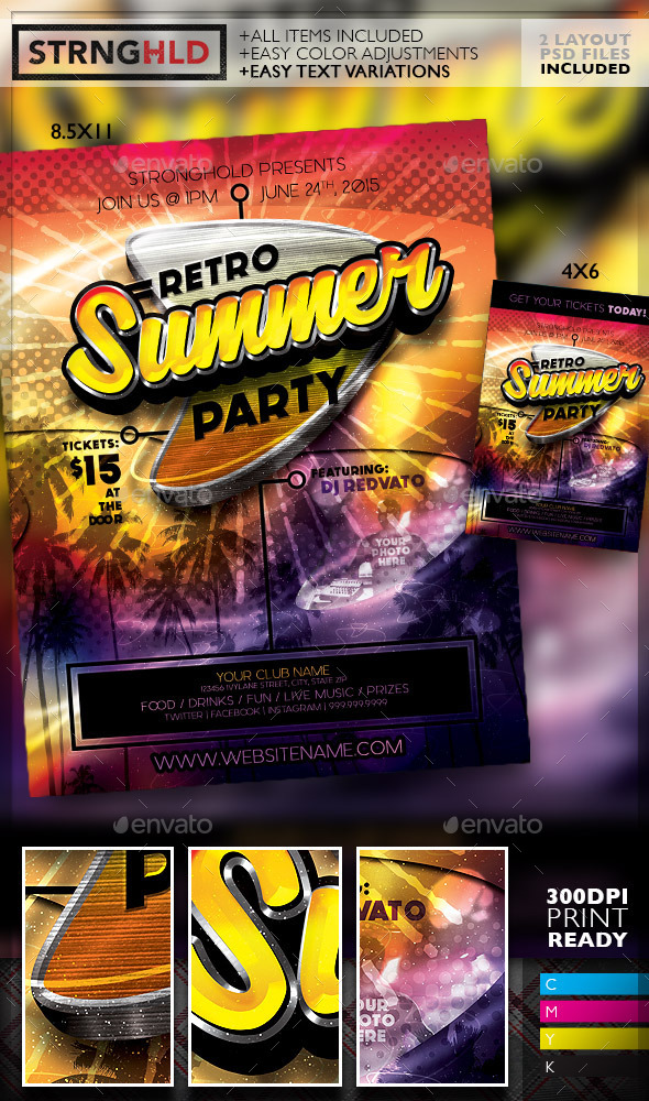 Retro Summer Party Flyer Template