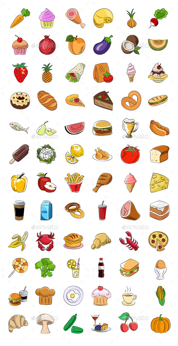 GraphicRiver 70& Food Sketchy Colored Icons 11753168 GraphicRiver 70& Food Sketchy Colored Icons 11753168