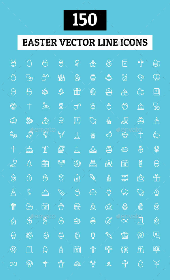GraphicRiver 150 Easter Vector Line Icons 11755191 GraphicRiver 150 Easter Vector Line Icons 11755191