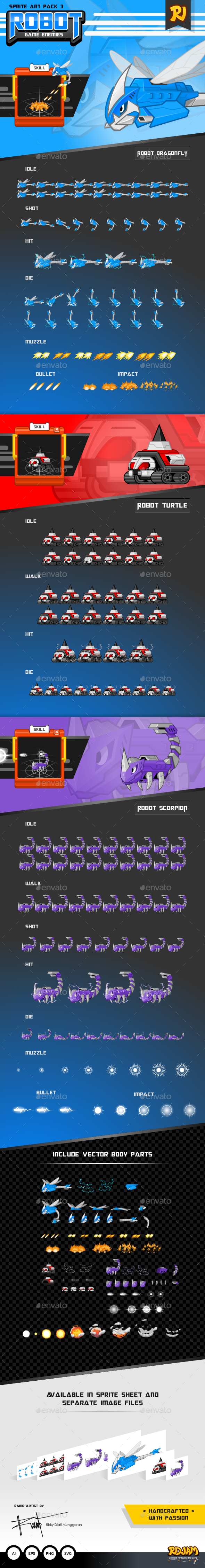 GraphicRiver Robot Game Enemies Sprite Art Pack 3 11759802 GraphicRiver Robot Game Enemies Sprite Art Pack 3 11759802