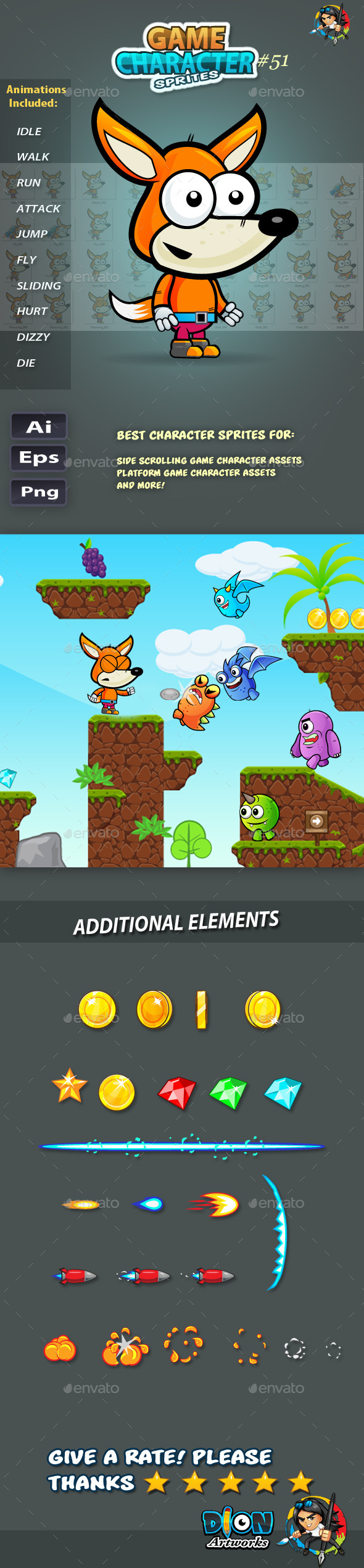 GraphicRiver Fox 2D Game Character Sprites 51 11760934 GraphicRiver Fox 2D Game Character Sprites 51 11760934