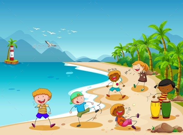 GraphicRiver Children and Beach 11761161 GraphicRiver Children and Beach 11761161