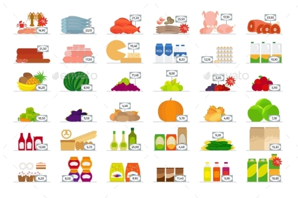 GraphicRiver Food Market Flat Icons 11761238 GraphicRiver Food Market Flat Icons 11761238