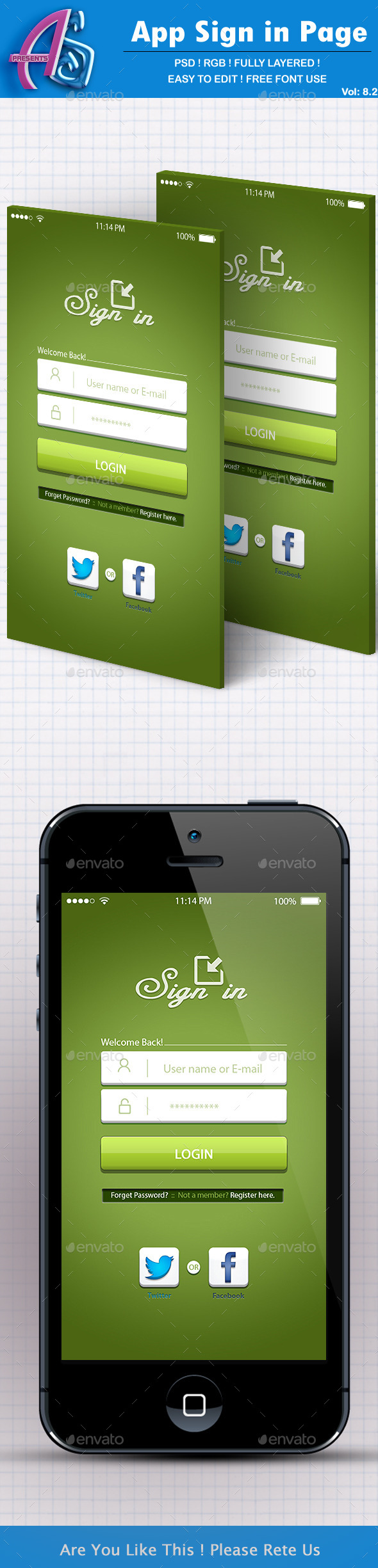 GraphicRiver Green App Sign in Page 11763263 GraphicRiver Green App Sign in Page 11763263