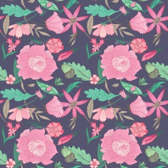 GraphicRiver Summer Floral Pattern On Indigo Background 11763386 GraphicRiver Summer Floral Pattern On Indigo Background 11763386