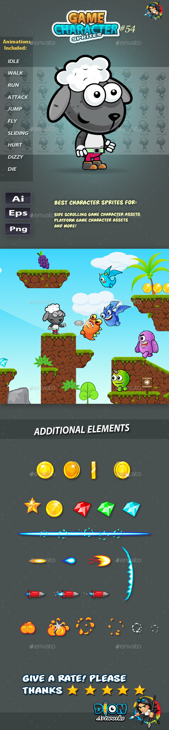 GraphicRiver Sheep 2D Game Character Sprites 54 11765985 GraphicRiver Sheep 2D Game Character Sprites 54 11765985