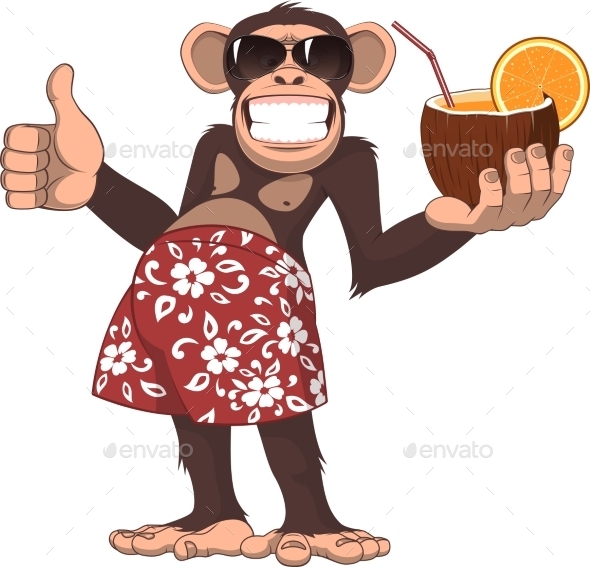 GraphicRiver Monkey with a Cocktail 11765987 GraphicRiver Monkey with a Cocktail 11765987