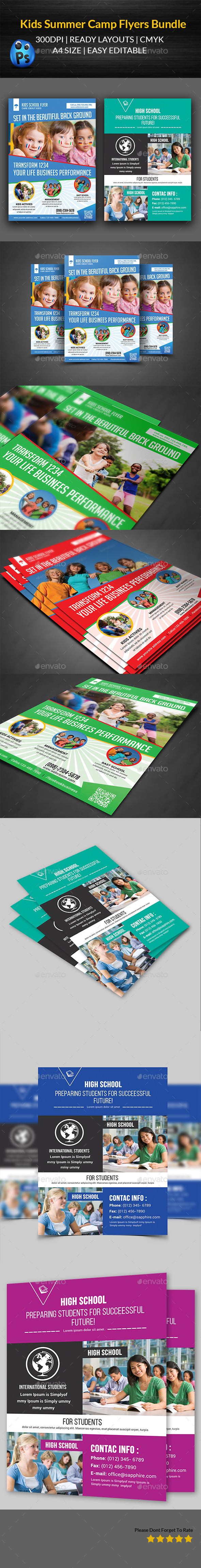 GraphicRiver Kids Summer Flyers Bundle Templates 11766268 GraphicRiver Kids Summer Flyers Bundle Templates 11766268