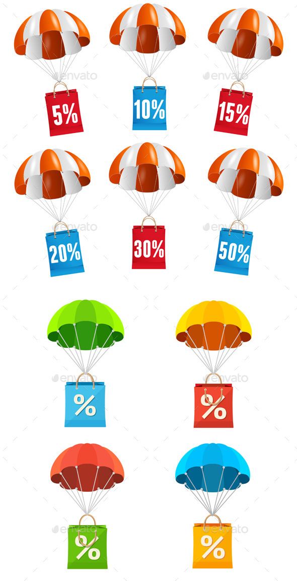 GraphicRiver Parachute Sale Labels Icon Set 11766291 GraphicRiver Parachute Sale Labels Icon Set 11766291