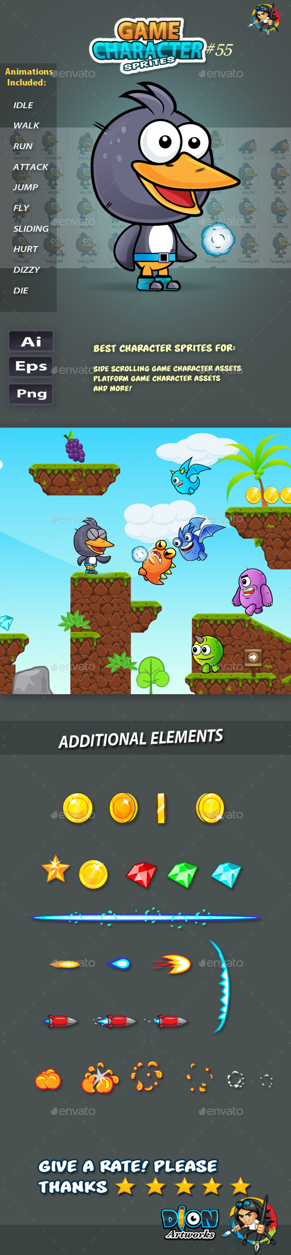 GraphicRiver Penguin 2D Game Character Sprites 55 11766636 GraphicRiver Penguin 2D Game Character Sprites 55 11766636