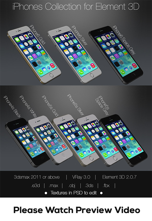 3DOcean Element3D Apple iPhones Pack 11766845 3DOcean Element3D Apple iPhones Pack 11766845