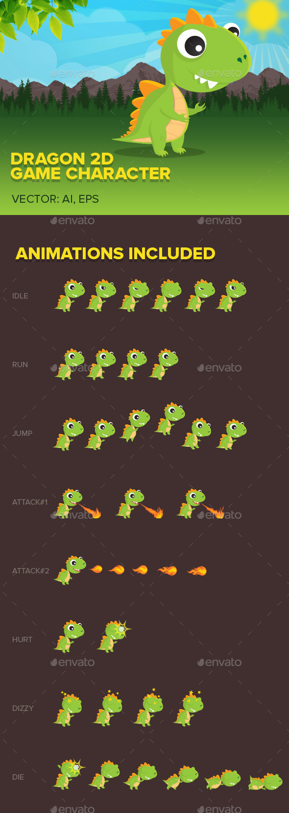 GraphicRiver Dragon 2D game character 11756623 GraphicRiver Dragon 2D game character 11756623