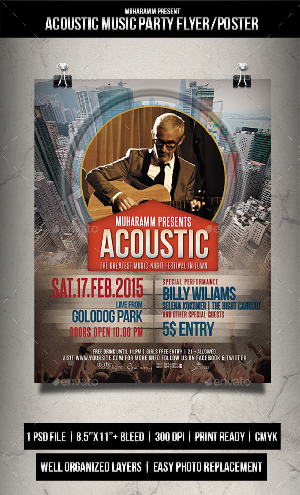 GraphicRiver Acoustic Music Party Flyer Poster 11770692 GraphicRiver Acoustic Music Party Flyer Poster 11770692