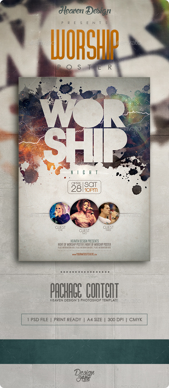 Free Download Flyer Night Of Worship Template » Tinkytyler.org - Stock ...