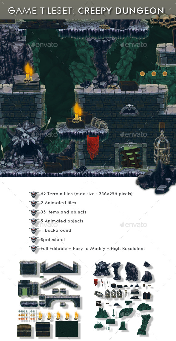 GraphicRiver Creepy Dungeon Platform Tileset 11771483 GraphicRiver Creepy Dungeon Platform Tileset 11771483