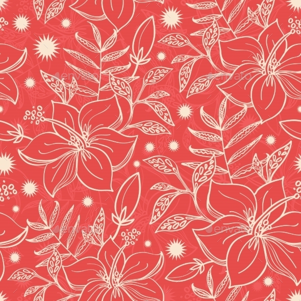 GraphicRiver Vector Red And Beige Tropical Floral Seamless 11772141 GraphicRiver Vector Red And Beige Tropical Floral Seamless 11772141
