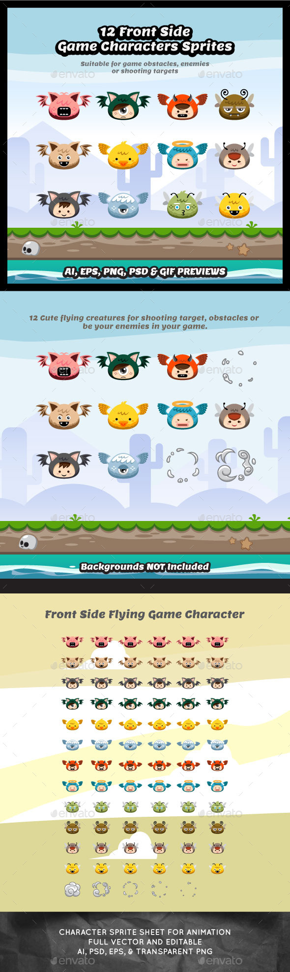 GraphicRiver 12 Front Side Flying Character Sprite Sheets 11773385 GraphicRiver 12 Front Side Flying Character Sprite Sheets 11773385
