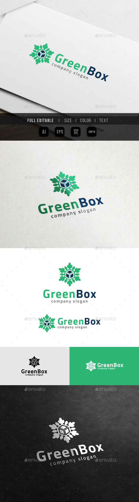 GraphicRiver Green Box Eco leaf Cube Logo 11774648 GraphicRiver Green Box Eco leaf Cube Logo 11774648