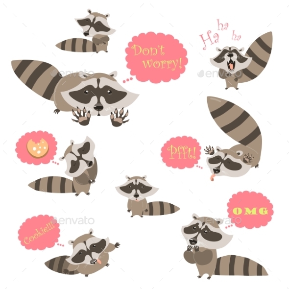 GraphicRiver Collection Of Funny Raccoons 11774892 GraphicRiver Collection Of Funny Raccoons 11774892