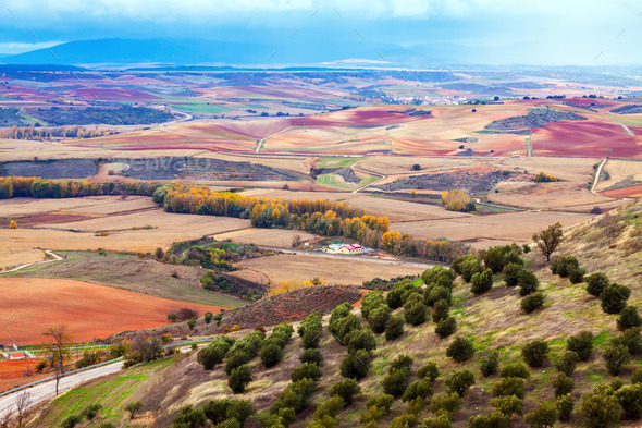 agricultural fields under cloudy sky (Misc) Photo Download