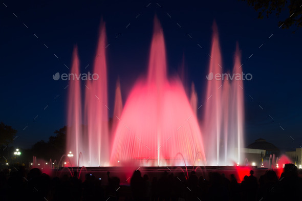 colorful fountain Montjuic show in Barcelona (Misc) Photo Download