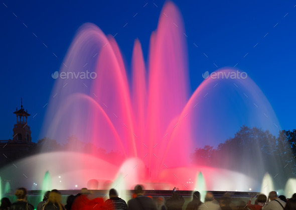 colorful Montjuic fountain in Barcelona (Misc) Photo Download