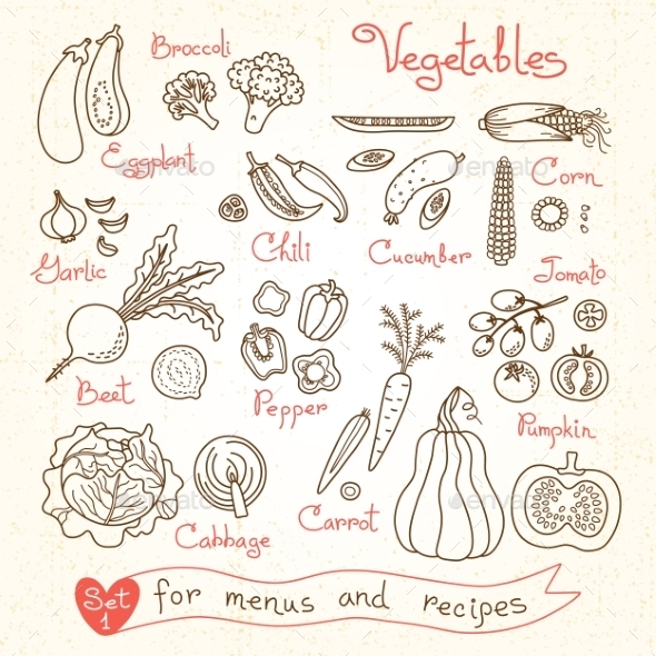 GraphicRiver Set Drawings Of Vegetables For Design Menus 11775123 GraphicRiver Set Drawings Of Vegetables For Design Menus 11775123