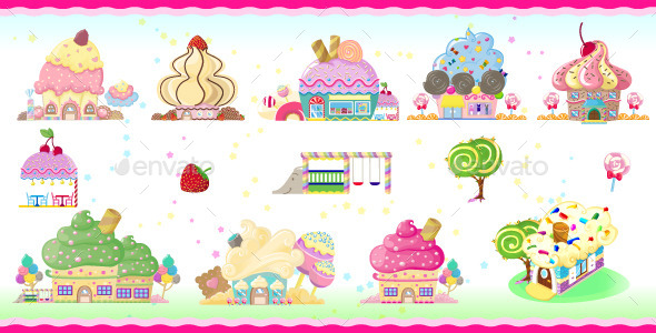 GraphicRiver Cupcake houses 11777829 GraphicRiver Cupcake houses 11777829