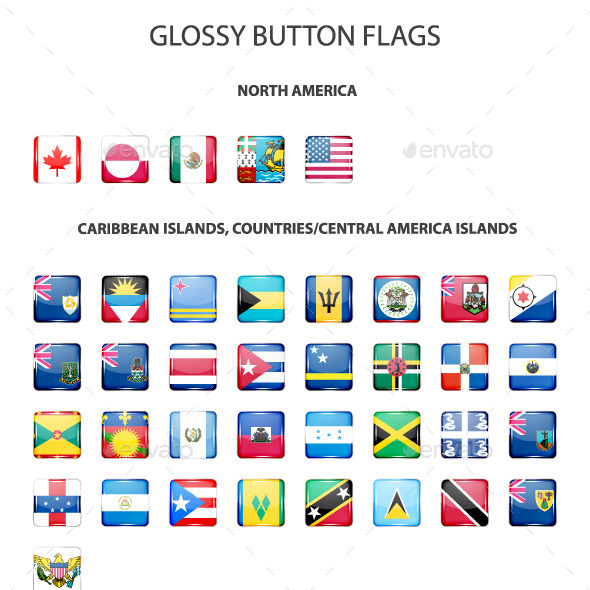 Set Of Glossy Button Flags