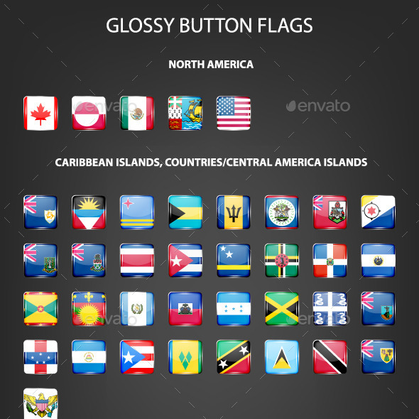 Set Of Glossy Button Flags