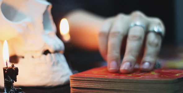 Woman Lays Tarot Cards Woman Lays Tarot Cards