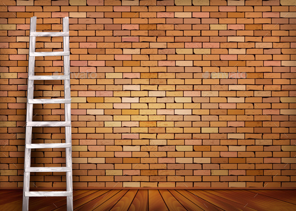 GraphicRiver Vintage Brick Wall Background With Wooden Ladder 11782788 GraphicRiver Vintage Brick Wall Background With Wooden Ladder 11782788