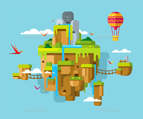 GraphicRiver Imaginary Soaring Island On a Blue Sky Background 11786008 GraphicRiver Imaginary Soaring Island On a Blue Sky Background 11786008