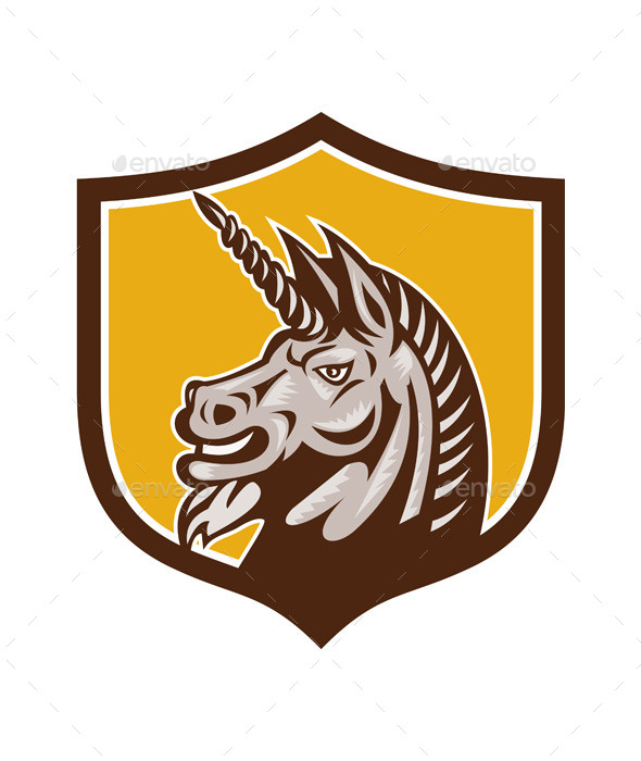 GraphicRiver Unicorn Horse Head Side Crest Retro 11786019 GraphicRiver Unicorn Horse Head Side Crest Retro 11786019