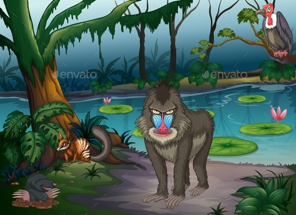 GraphicRiver Animals and Pond 11786119 GraphicRiver Animals and Pond 11786119