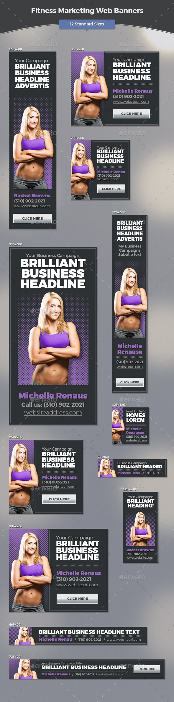 Fitness Marketing Web Banners (Banners & Ads)