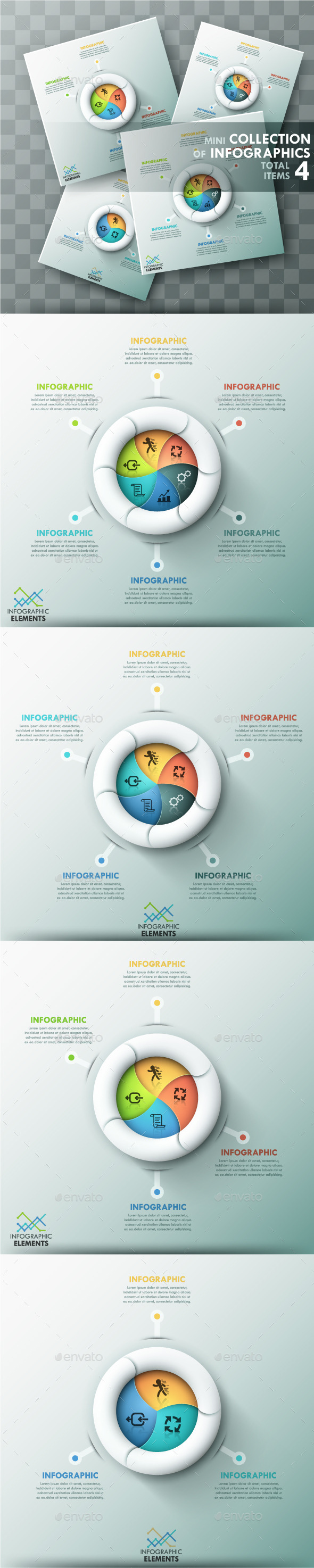 Modern Infographic Spiral Charts (4 Items) (Infographics)