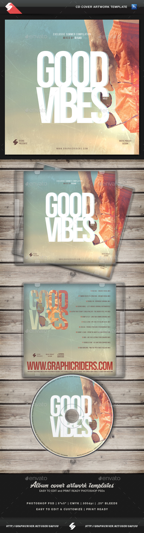 Good Vibes vol.2 - CD Cover Artwork Template (CD & DVD Artwork)