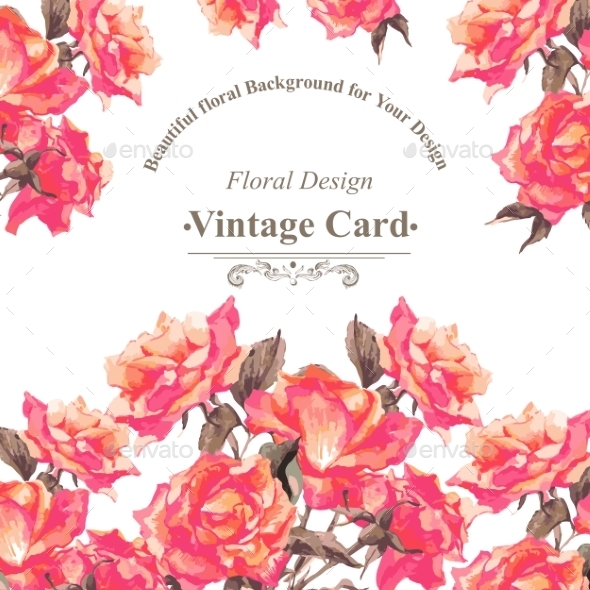 GraphicRiver Vintage Watercolor Greeting Card With Blooming Red 11788902 GraphicRiver Vintage Watercolor Greeting Card With Blooming Red 11788902